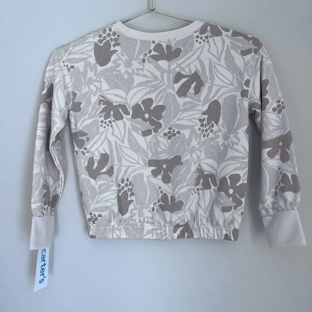 Carter's Girl's Floral Print Sweatshirt Neutral Ivory‎ Cream Size 6 New NWT